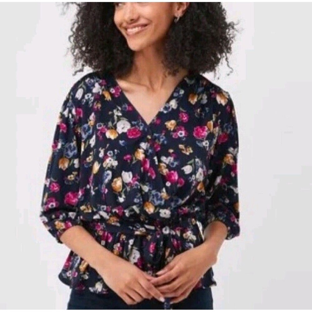 NWT Lauren Ralph Lauren Black Label Shianeta Floral Print Blouse Small Womens XL